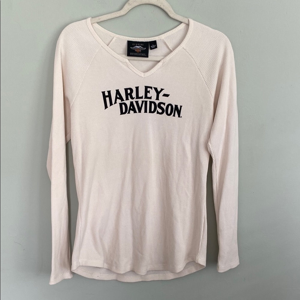 Harley-Davidson Cream Long Sleeve Women's Top size Large